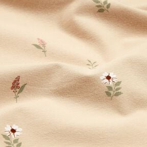 Katoenjersey delicate bloemen &ndash; zand, 