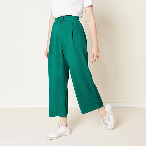 Viscose-linnen-mix Effen – groen, image number 5