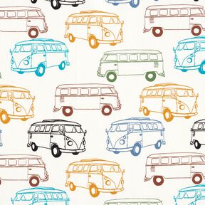 French Terry sommersweat kleurrijke bussen – ecru, 