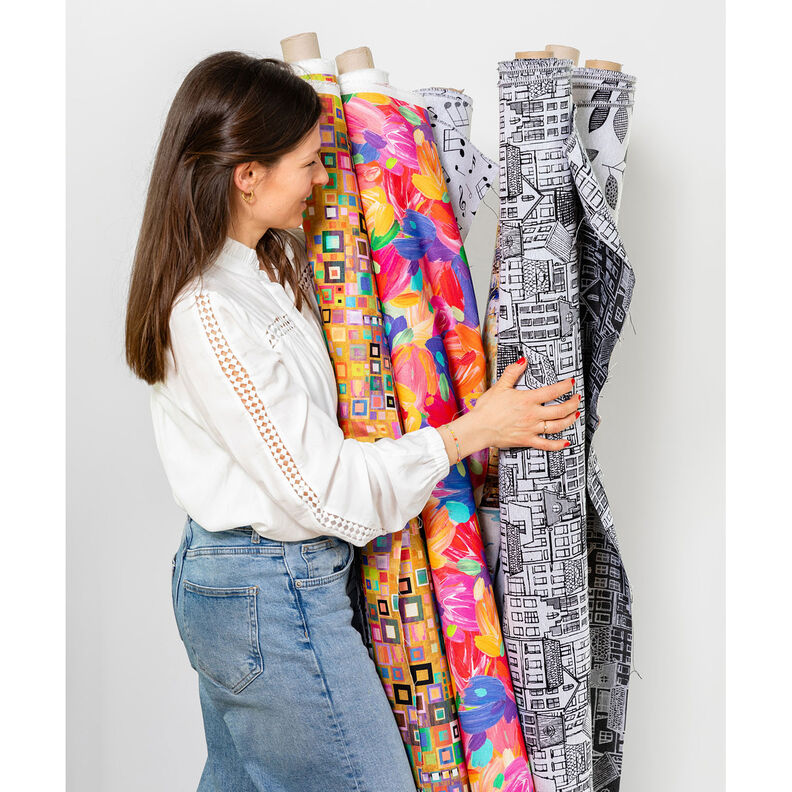 Decostof Jacquard Dorp in lijntekeningen – zwart/wit, image number 6
