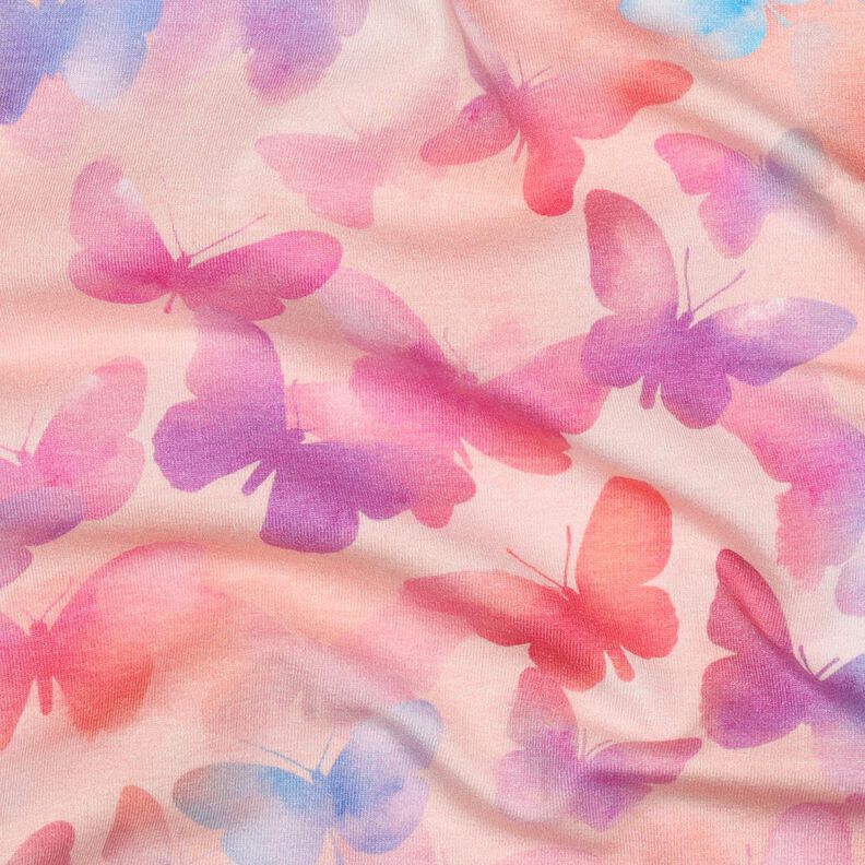 Katoenjersey Kleurrijke vlinders Digitaal printen | Poppy Fabrics – roos/blauw,  image number 2