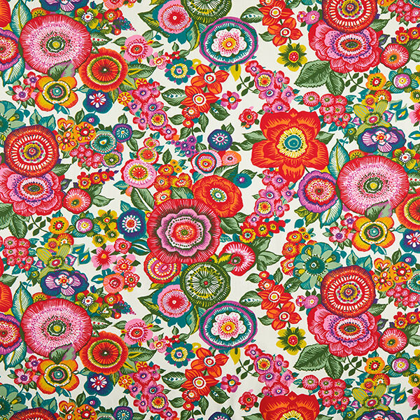 Katoenen stof cretonne  Floraal – rood,  image number 1