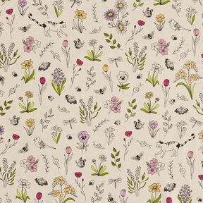 Decostof Half panama Lentebloemen – natuur/roze, 