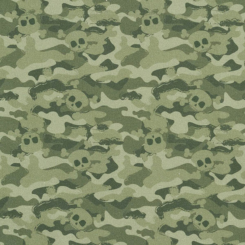 Biologisch katoenpopeline Camoufleer doodskoppen – pistache,  image number 1