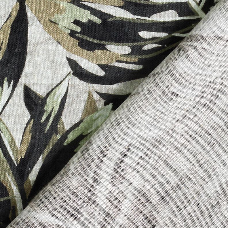 Viscose-linnen-mix Monstera digitale print – nevelgrijs/licht kaki,  image number 4