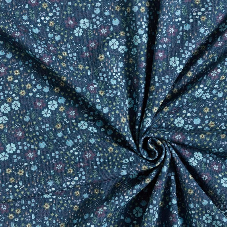 Katoenjersey Bosbloemenweide Digitaal printen – nachtblauw,  image number 3