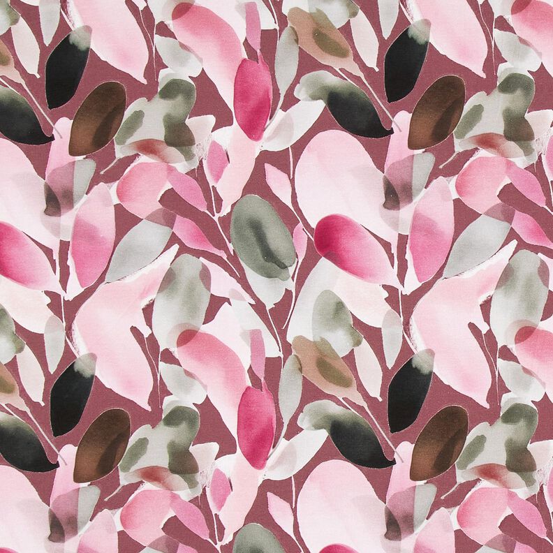 Katoenjersey Digitale print van aquarelbloemen – kaasjeskruid/riet,  image number 1