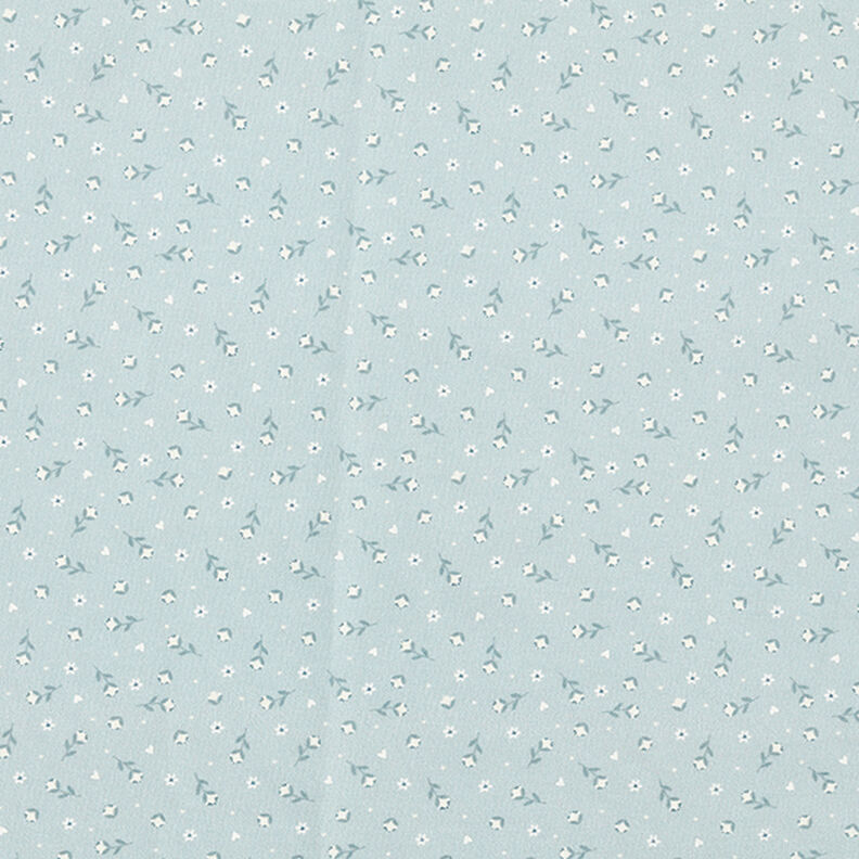 Katoenen stof Popeline kleine bloempjes – duifblauw,  image number 1