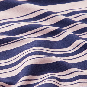 French terry onregelmatige strepen – indigo/roos, 