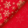 Katoenen stof Popeline Sneeuwkristal – rood/goud,  thumbnail number 4