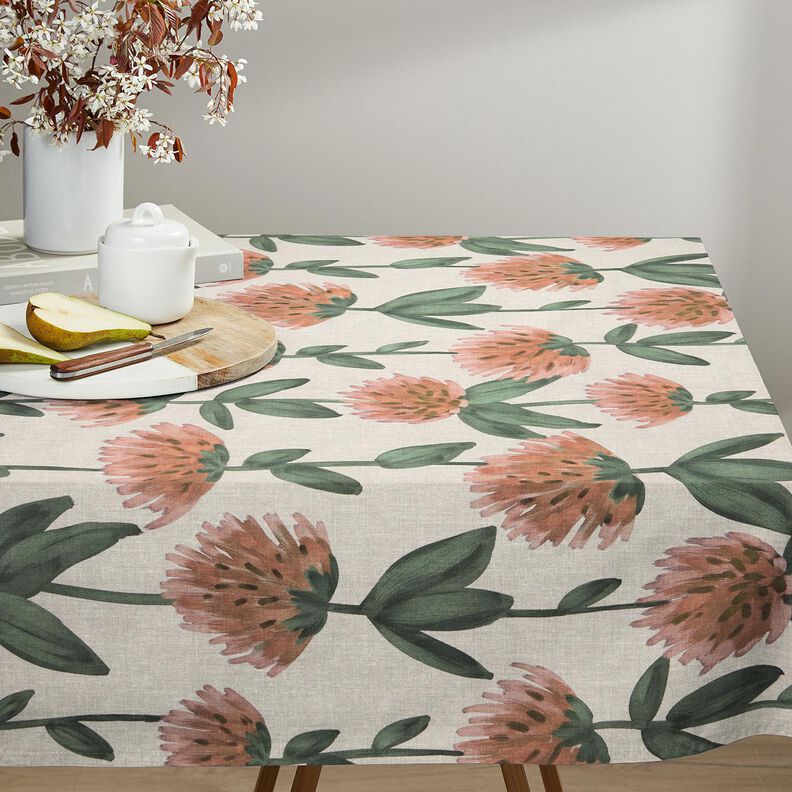 Decostof Half panama bloeiende klaver – rood/licht taupe,  image number 8