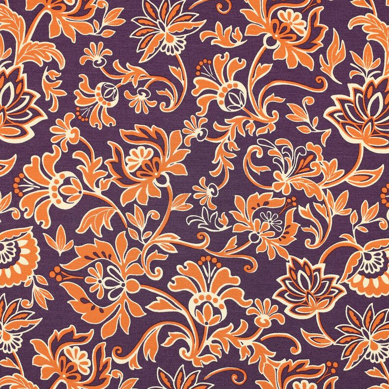 Romaniet jersey Paisley bloemen | Poppy Fabrics – lila, image number 1