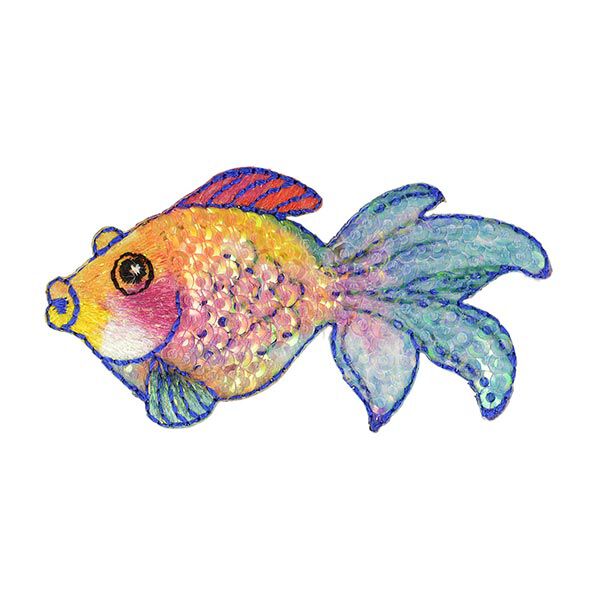 Applicatie vis [ 3 x 7 cm ] – oranje/turkoois,  image number 1