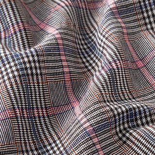 Stretchstoff Glencheck – zwart/lichtroze, 