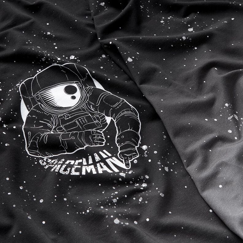 French Terry Panel Spaceman | Glitzerpüppi – zwart/wit, image number 2
