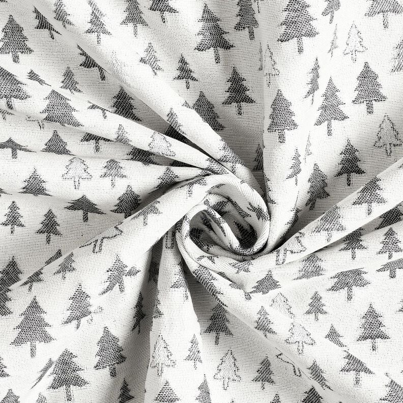 Decostof Jacquard glinsterende dennenbomen – anthraciet/zilver,  image number 3