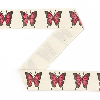 Katoenen band vlinder - naturel/rood [20 mm], 
