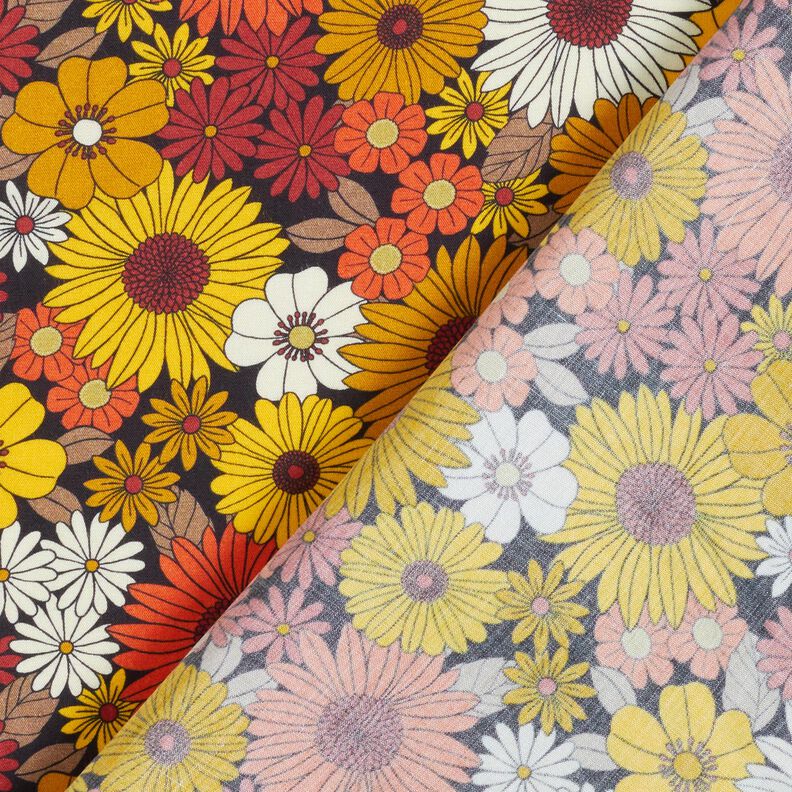 Viscosestof Zomerbloemen – zonnegeel/zwart,  image number 4
