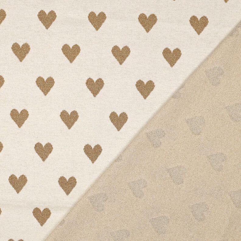 Jacquardjersey Glitterharten | Poppy Fabrics – natuur/goud metallic, image number 4
