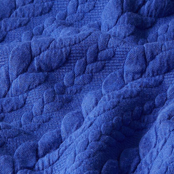 Jerseyjacquard cloqué kabelsteekpatroon – koningsblauw,  image number 2
