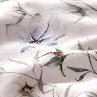Biologische katoenjersey Aquarel bloemenweide – nevelgrijs/staalblauw, 