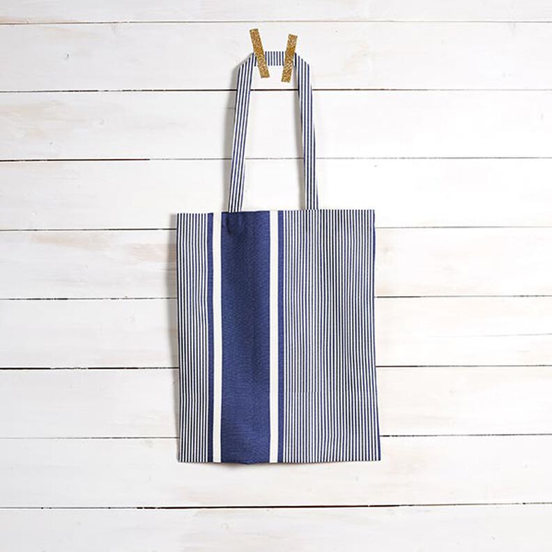 Outdoorstof Canvas Strepen – marineblauw/wit,  image number 8