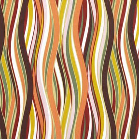 Katoenen stof Cretonne Gebogen strepen &ndash; wit/lichtoranje, 