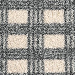 Tricot bouclé ruiten – ecru/grijs, 