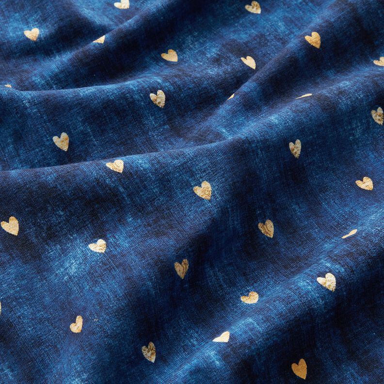 Katoenjersey gouden harten | Glitzerpüppi – indigo,  image number 2