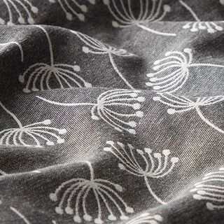 Meubelstof jacquard paardenbloemen – grijs, 