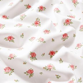 Katoenpopeline Zachte rozen – rood/wit, 