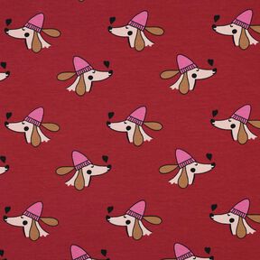 Sommersweat Hond met hoed | Poppy Fabrics – donkerrood/pink, 