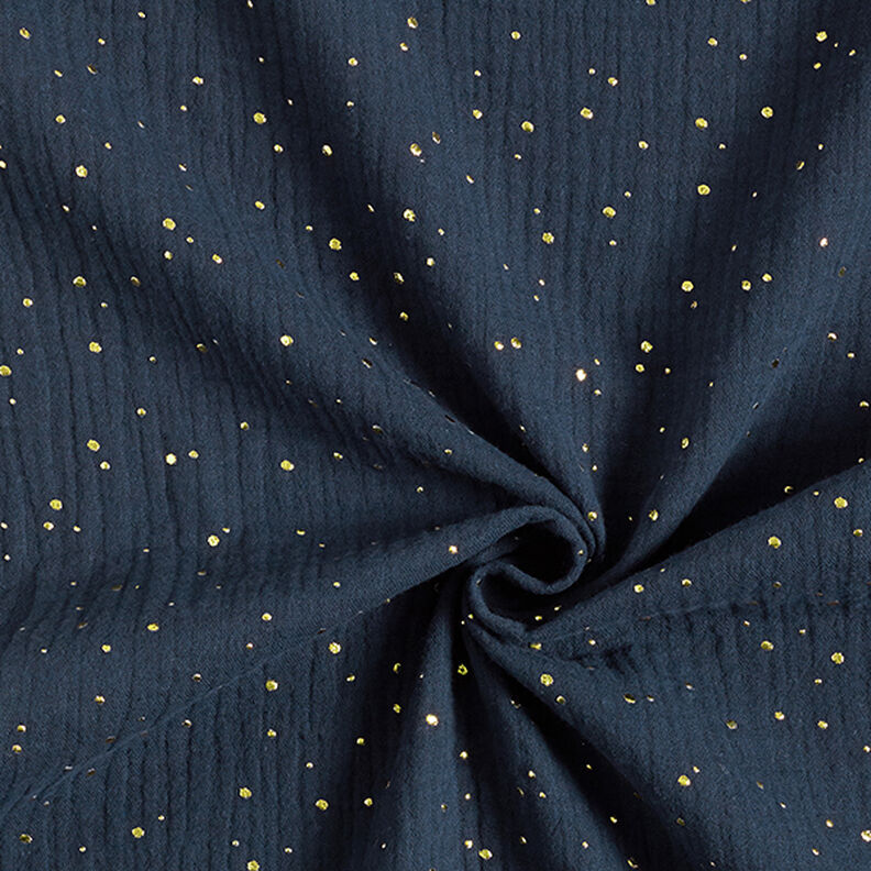 Katoenen mousseline verspreide gouden vlekken – marineblauw/goud,  image number 3
