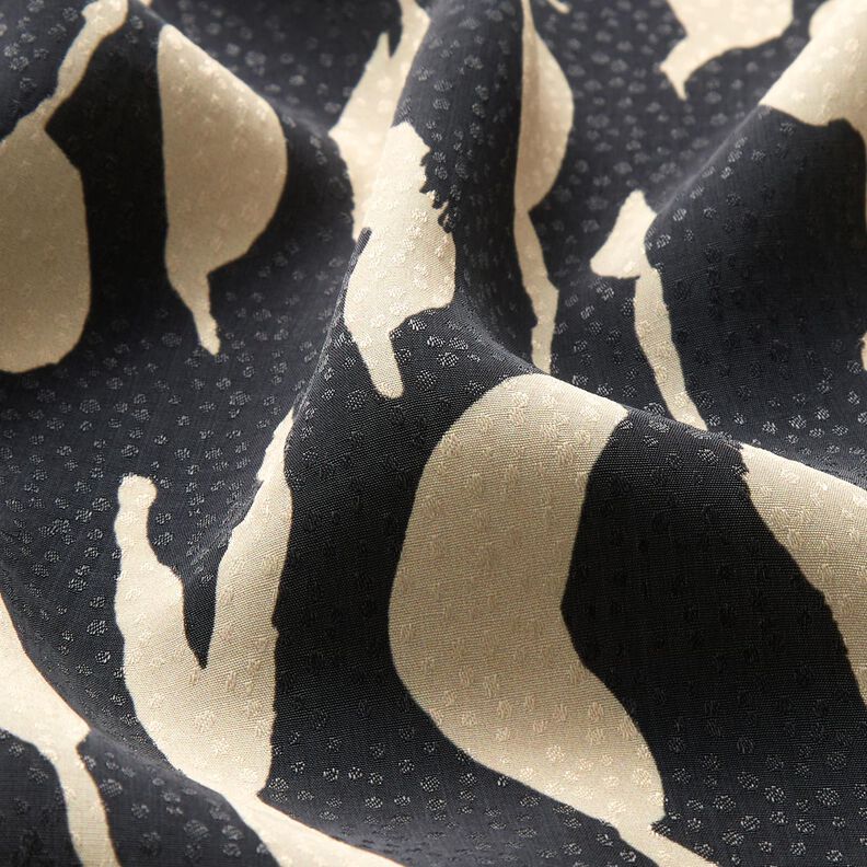 Viscosestof abstract zebrapatroon – zwart/lichtbeige,  image number 2