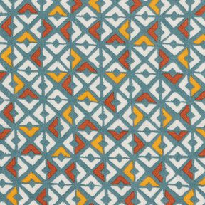 Viscosecrêpe retro diamanten – petroleum/ecru, 