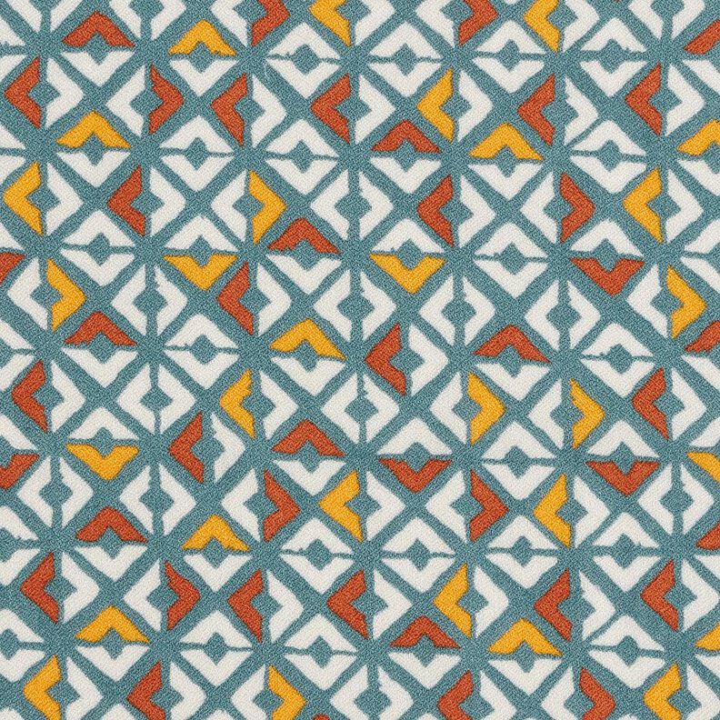 Viscosecrêpe retro diamanten – petroleum/ecru,  image number 1