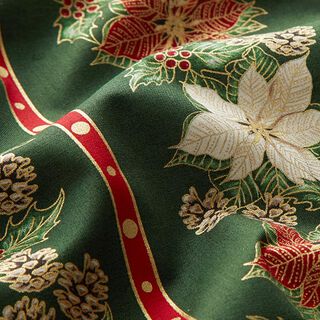 Katoenen stof popeline kerstslinger – donkergroen, 