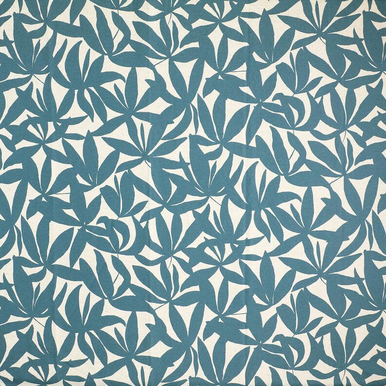 Decostof Half panama gewone bladeren – oceaanblauw/natuur, image number 1