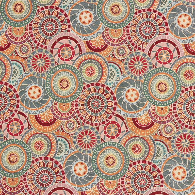 Decostof Gobelin kleurrijke cirkels – karmijnrood/lichtbeige, image number 1