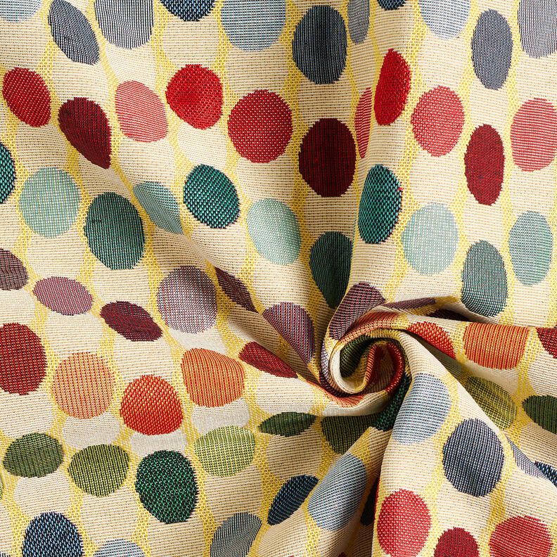 Decostof Gobelin Golvende stippen – lichtbeige/blauw, image number 3