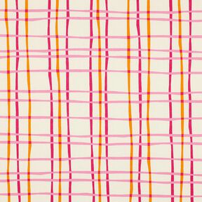 Katoenpopeline golvende ruit| Poppy Fabrics – creme/roze, 