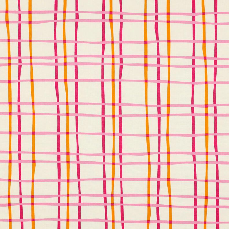 Katoenpopeline golvende ruit| Poppy Fabrics – creme/roze,  image number 1