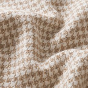Mantelstof Wolmix Glitter pied-de-poule – mocca/ecru, 
