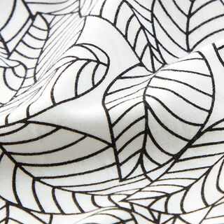 Katoenjersey getekende bladeren – wit/zwart, 