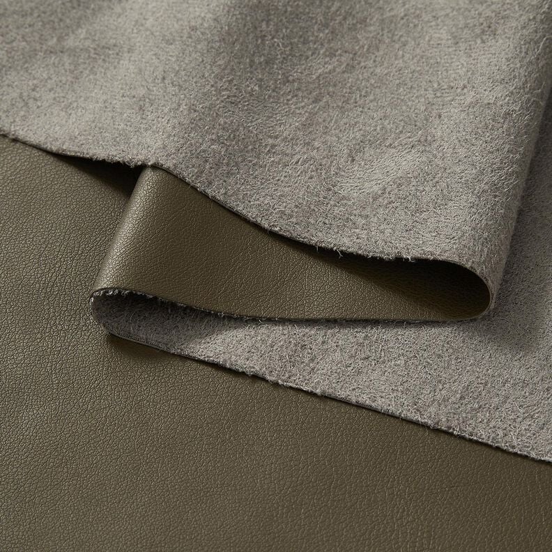 Imitatieleer met velours achterkant  – donkergrenen,  image number 3