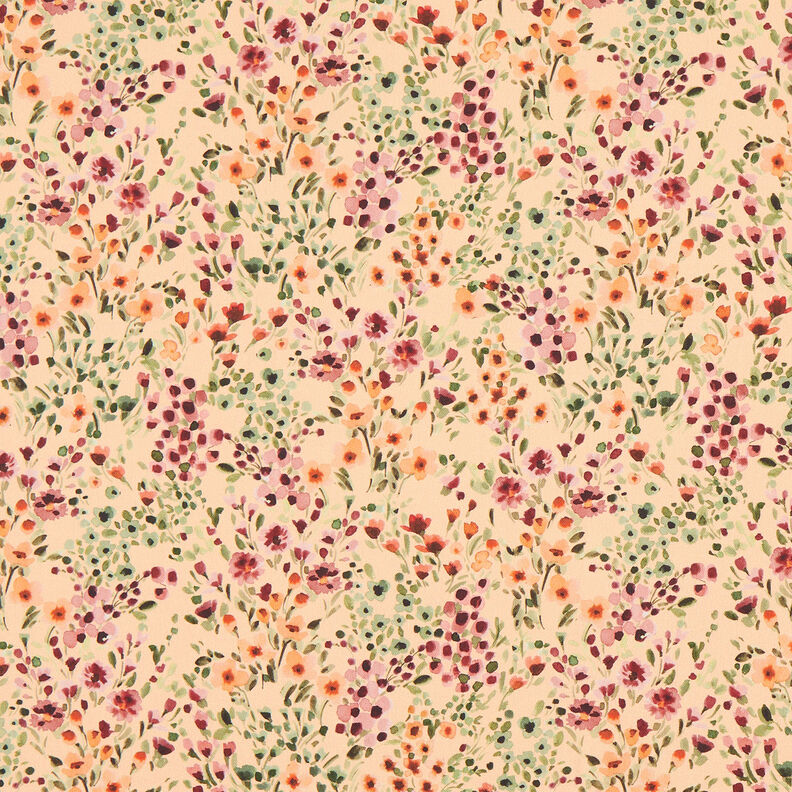 Decostof Half panama mooie bloemen – perzik/merlot,  image number 1