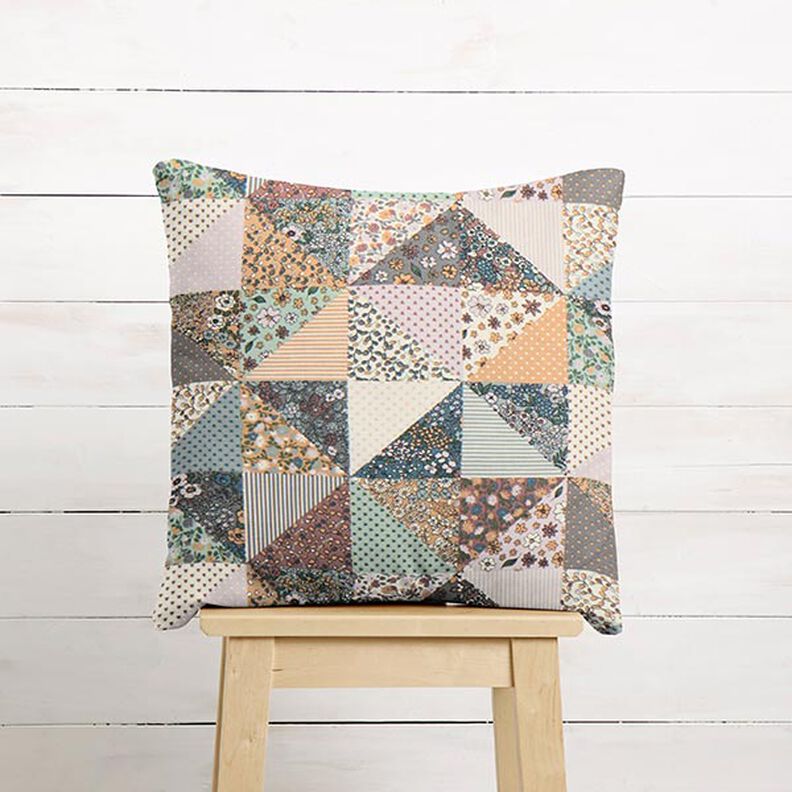 Decostof Half panama Quiltlook bloemen – pastellila/ecru, image number 8