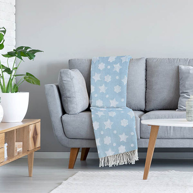 Gezellige fleece Sterren en bloemen – lichtblauw,  image number 6