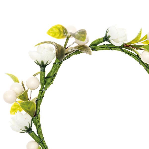 Deco bloemenkrans met bessen [Ø 9 cm/ 14 cm] – wit/groen,  image number 2