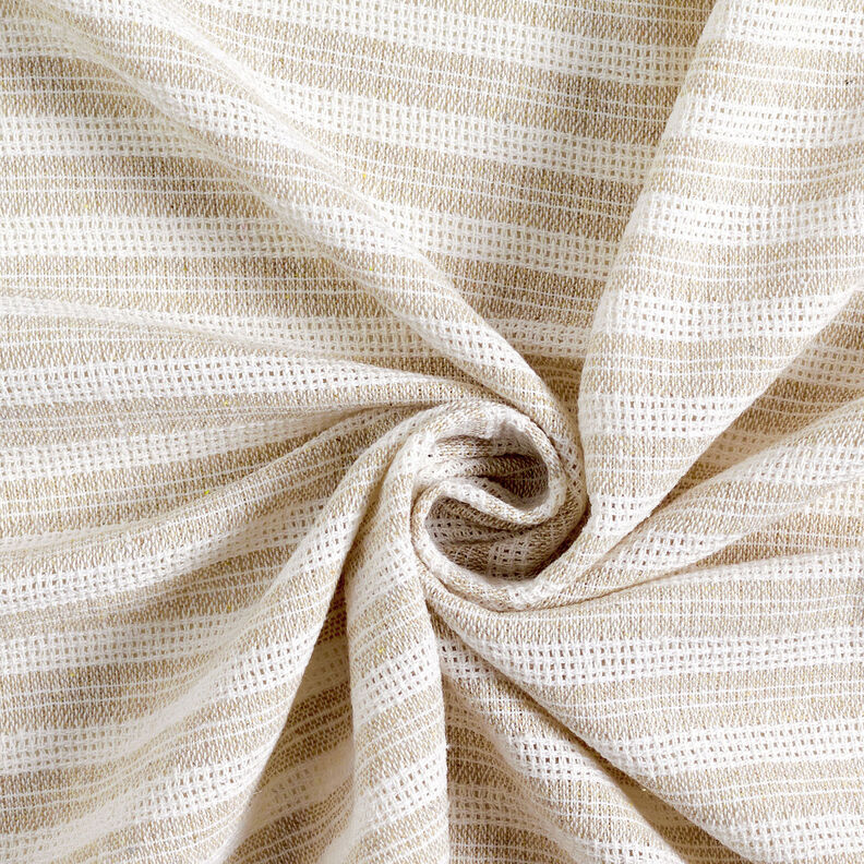 Katoenen stof rasterstructuur horizontale strepen – beige/wit, image number 4